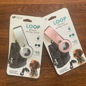 Set of 2 Loop Silicone Air Tag Cover pink, white NIP